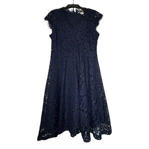 Elegant Navy Blue Lace Dress